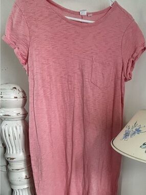 Women's Pink Short Sleeve Pocket Tee Dress